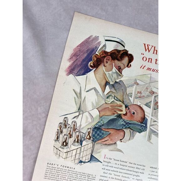 Vintage 1950s Advertising Print Carnation Milk Newborn Baby Ad Mod MCM Ephemera - Picture 4 of 5